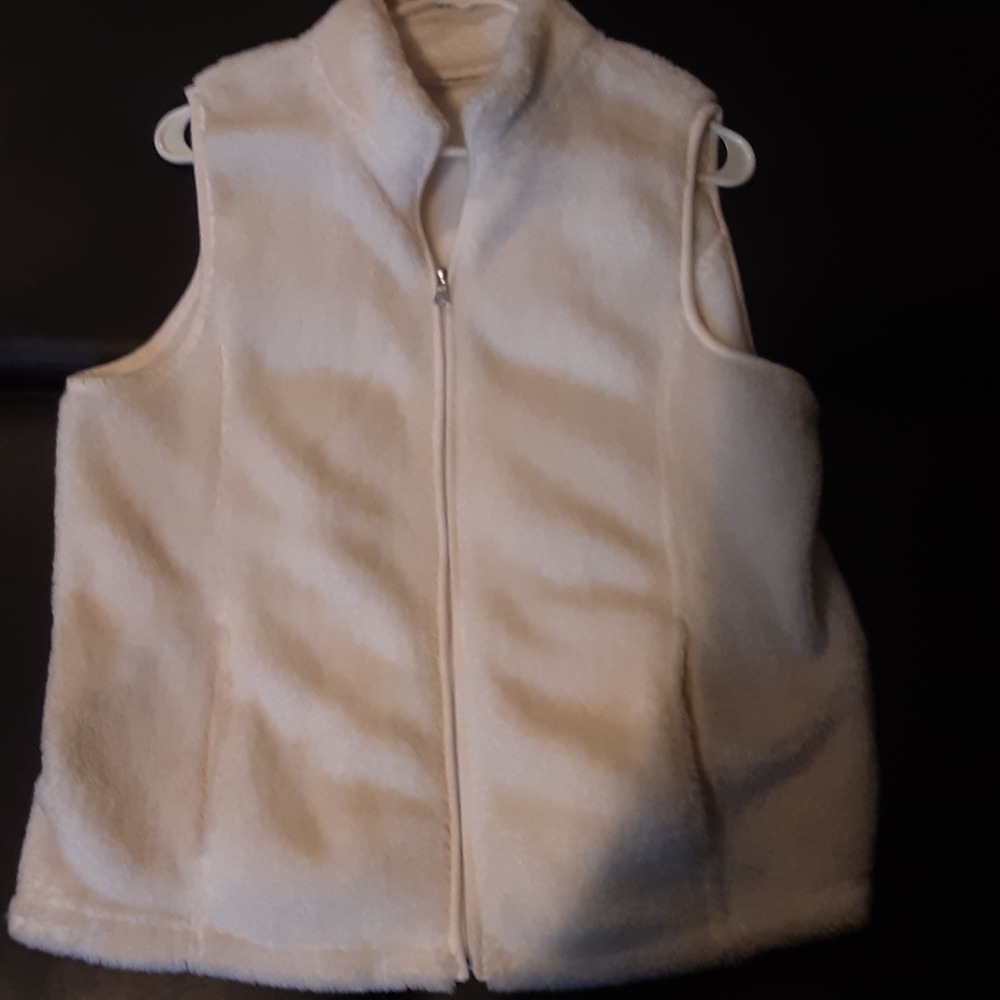White faux fur vest